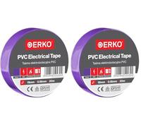 ERKO Ruban adhésif isolant électrique PVC 19mm x 20m Violet - Réparation de câbles électriques - Très flexible avec une forte adhérence - Résistant aux produits chimiques, chatertone (Lot de 2)