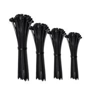 ERKO Serre-câbles électriques Set 200 pièces 100x2,5 ; 150x2,5 ; 200x3,6 ; 300x3,6 mm Support résistant aux UV pour le chemin de câbles Support pour colliers de câbles en noir