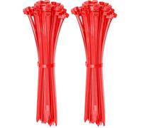 ERKO Serre Câbles rouge 200 x 3,6 mm 100 pièces, pour la décoration, l'organisation, les projets de bricolage et la gestion des câbles, pour l'intérieur et l'extérieur, court (Lot de 2)