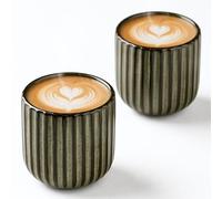 Erkundpresso. Lot de 2 Tasses à Expresso 180ml Sans Anse, Céramique Artisanale, Tazas de té japonesas, Épaisse Paroi, Lave-vaisselle & micro-onde, Coffret Cadeau - Bronze