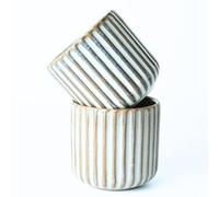 Erkundpresso. Lot de 2 Tasses à Expresso 180ml Sans Anse, Céramique Artisanale, Tazas de té japonesas, Épaisse Paroi, Lave-vaisselle & micro-onde, Coffret Cadeau - Blanc poisson