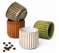 Erkundpresso. Lot de 4 Tasses à Expresso 180ml Sans Anse, Céramique Artisanale, Tazas de té japonesas, Épaisse Paroi, Lave-vaisselle & micro-onde, Coffret Cadeau - Couleurs mélangées