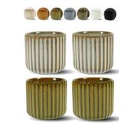 Erkundpresso. Lot de 4 Tasses à Expresso 180ml Sans Anse, Céramique Artisanale, Tazas de té japonesas, Épaisse Paroi, Lave-vaisselle & micro-onde, Coffret Cadeau - Blanc poisson + Vert