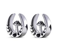 ERKUOO Lot de 2 écarteurs d'oreille en forme de champignon en acier chirurgical - Bijoux de corps 0 g - 25 mm, 1"=25mm, Métal, Grès