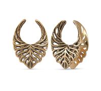 ERKUOO Lot de 2 tunnels d'oreille élégants avec blason de feuille baroque de 8 mm à 25 mm, style gothique, double évasement, bijoux pour homme et femme, alternative à la mode, 7/8"=22mm, Métal, Pas de