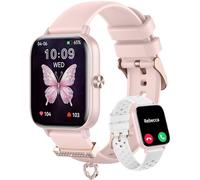 Erkwei Montre Connectée Femme Appel Bluetooth Smartwatch pour Android iOS Montre Connectée Tendance Podometre Calories Sommeil Cardiofrequencemètre Cycle Menstruel 100+ Modes Sportifs Rose