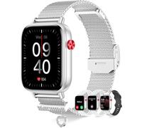 Erkwei Montre Connectée Femme avec Appel Bluetooth 4 Bracelets 1.83" Smartwatch Cardiofrequencemetre Podomètre Cycle Menstruel Suivi Sommeil Notification Montre Sport pour Android iOS, Argent