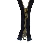 Erlif Fermeture éclair en plastique ou métal noir divisible ou 2 voies divisible de 5 mm ou 8 mm (métal poli (8 mm) - 2 voies, 75 cm)