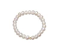 ERLOSYA Joli bracelet extensible en perles de culture d'eau douce pour femme, délicat fait à la main avec perles dorées, 7.09 inches, Perle, Pas de gemme
