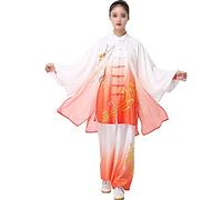 ERLUN Tai Chi Uniform Clothing, Tai Chi Clothing Martial Arts Uniforms Women Chinese Qi Gong Martial Arts Wing Chun Shaolin Kung Fu Apparel Cotton Taekwondo Training Cloths (M,Orange)