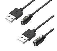 Ermorgen 2 pièces câble USB compatible avec Nerunsa Smartwatch P66, P66D / P66B / P66E / P66DMB / P66RD chargeur, câble tressé, résistant à l'usure, 3,3 FT / 1 m, noir