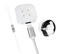 Ermorgen Adaptateur USB-C Compatible avec Google Fitbit Versa 4/Versa 3/Sense2/Sense/Ace LTE/Pixel Watch 3/Pixel 2, Chargeur Magnétique Renforcé & Résistant à l'usure en Nylon de 1M - Blanc