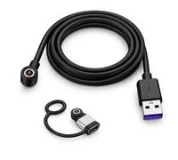 Ermorgen Câble de Charge + Adaptateur Compatible avec UGREEN FineTrack Slim | Câble de Charge USB-A + Adaptateur USB-C avec Dragonne Silicone, chargeur magnétique pour UGREEN Smart Finder - Noir/Argent