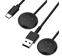 Ermorgen Câble USB A de 1 m + câble USB-C de 1 m compatible avec Google Pixel Watch 3 (41mm, 45mm) / Pixel 2 / Fitbit ace LTE Câble de charge, Chargeur magnétique résistant à l'usure - Noir