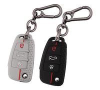 ERMWALR 2 pièces Coque de clé de voiture pour Audi avec porte-clés, étui de protection en silicone à 3 boutons pour Audi A1 A3 A4 A6 A8 Quattro Q2 Q3 Q7 S3 S6 RS3 RS6 R8 TT TTS Lot de 2 (Ad-3-BG)