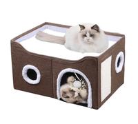 ERNAN Lit Niche Chat d’intérieur.Maison pour Chat. Niche Interieur avec Coussin Amovible Lavable rembourré,pour Que Les Chats puissent Dormir, se Cacher, s'ébattre et se gratter (Brown, M)