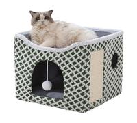 ERNAN Lit Niche Chat d’intérieur.Maison pour Chat. Niche Interieur avec Coussin Amovible Lavable rembourré,pour Que Les Chats puissent Dormir, se Cacher, s'ébattre et se gratter (Light Green, S)