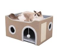 ERNAN Lit Niche Chat d’intérieur.Maison pour Chat. Niche Interieur avec Coussin Amovible Lavable rembourré,pour Que Les Chats puissent Dormir, se Cacher, s'ébattre et se gratter (Kaki, M)