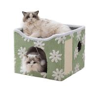 ERNAN Lit Niche Chat d’intérieur.Maison pour Chat. Niche Interieur avec Coussin Amovible Lavable rembourré,pour Que Les Chats puissent Dormir, se Cacher, s'ébattre et se gratter (Green, S)