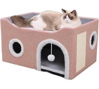 ERNAN Lit Niche Chat d’intérieur.Maison pour Chat. Niche Interieur avec Coussin Amovible Lavable rembourré,pour Que Les Chats puissent Dormir, se Cacher, s'ébattre et se gratter (Pink, M)
