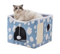 ERNAN Lit Niche Chat d’intérieur.Maison pour Chat. Niche Interieur avec Coussin Amovible Lavable rembourré,pour Que Les Chats puissent Dormir, se Cacher, s'ébattre et se gratter (Blue, S)