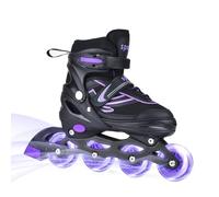 ERNAN Patins à roues alignées réglables et lumineuses pour enfants, garçons et filles, patins à roulettes pour enfants et jeunes débutants (violet, M)