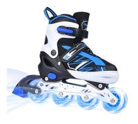ERNAN Patins à roues alignées réglables et lumineuses pour enfants, garçons et filles, patins à roulettes pour enfants, jeunes, débutants (bleu, S)