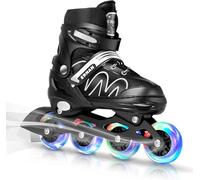 ERNAN Patins à Roues alignées, réglables et Lumineux pour Enfants, garçons et Filles, Patins à roulettes pour Enfants, Jeunes, débutants (White, L)