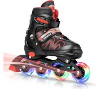ERNAN Patins à Roues alignées, réglables et Lumineux pour Enfants, garçons et Filles, Patins à roulettes pour Enfants, Jeunes, débutants (Red, S)