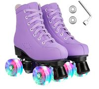 ERNAN Patins à roulettes 4 Roues,Haut Classique Patins,Rollers parallèles avec Roues Lumineuses, Roues pour Adultes, Enfants, débutants (Taille 35-43) (Purple, 41)
