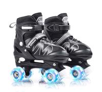 ERNAN Patins à roulettes pour enfants, 8 roues lumineuses et 4 tailles réglables. Patins à roulettes pour enfants débutants, adaptés pour l'intérieur et l'extérieur (blanc, taille L)