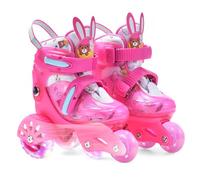 ERNAN Roller Enfant Filles et Garçons,Patin a Roulette Enfant 4 Taille Réglable, Roller Quad avec 8 Roues Lumineuses. Patins à roulettes pour Enfants pour débutants (Red, S)