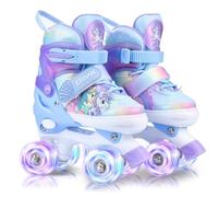 ERNAN Roller Enfant Filles et Garçons,Patin a Roulette Enfant 4 Taille Réglable, Roller Quad avec 8 Roues Lumineuses. Patins à roulettes pour Enfants pour débutants (Purple, S)