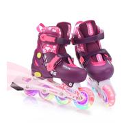 ERNAN Roller Enfant Filles et Garçons,Patin a Roulette Enfant 4 Taille Réglable, Roller Quad avec 8 Roues Lumineuses. Patins à roulettes pour Enfants pour débutants (Red, M)