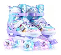 ERNAN Roller Enfant Filles et Garçons,Patin a Roulette Enfant 4 Taille Réglable, Roller Quad avec 8 Roues Lumineuses. Patins à roulettes pour Enfants pour débutants