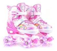 ERNAN Roller Enfant Filles et Garçons,Patin a Roulette Enfant 4 Taille Réglable, Roller Quad avec 8 Roues Lumineuses. Patins à roulettes pour Enfants pour débutants