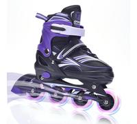 ERNAN Rollers en Ligne,Patins à roulettes en Ligne Réglables pour Enfants Filles Garçons Débutants,Patins à roulettes en Ligne avec Roues LED Idéales pour Les Garçons Filles Homme Femme (Purple, L)