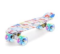 ERNAN Skateboard Complet Mini Cruiser pour Enfants 22"，Skateboard avec Roues LED pour Enfants Débutants Filles Garçons Adolescents Adultes (White)