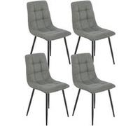 ERNEST - Lot de 4 Chaises Tissu Gris Pieds Métal Gris Anthracite - Altobuy Gris G