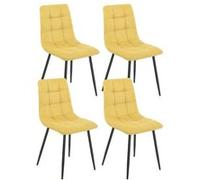 ERNEST - Lot de 4 Chaises Tissu Jaune Pieds Métal Gris Anthracite -