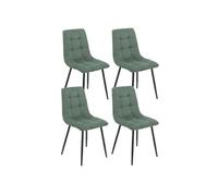 ERNEST - Lot de 4 Chaises Tissu Vert Pieds Métal Gris Anthracite -