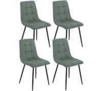 ERNEST - Lot de 4 Chaises Tissu Vert Pieds Métal Gris Anthracite - Altobuy Vert G