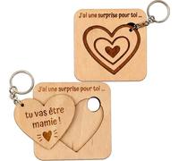 Ernestine - Annonce Grossesse Mamie - Porte-Clés et Carte en Bois “Tu Vas Être Mamie”, Cadeau Original Annonce Bébé, Idée Cadeau Naissance Grand-Mère, Surprise Famille - Carte d'annonce grossesse