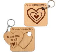 Ernestine - Annonce Grossesse Papi - Porte-Clés et Carte en Bois “Tu Vas Être Papi”, Cadeau Original Annonce Bébé, Idée Cadeau Naissance Grand-Père, Surprise Famille - carte d'annonce grossesse