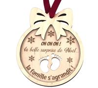 ERNESTINE - Boule de Noël personnalisée Annonce Grossesse - Cadeau Unique pour futurs Parents - Annonce Grossesse Grands-Parents - Annonce bébé Originale Noël - Idée Cadeau de Noël personnalisée Papa
