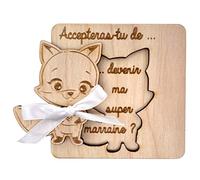 Ernestine - Carte annonce marraine pour grossesse - cadeau naissance original - annonce bébé marraine et parrain originale - idée carte annonce grossesse surprise - carte en bois annonce bébé