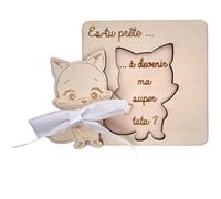 ERNESTINE - Carte annonce tata pour grossesse - cadeau naissance original - annonce bébé tante et oncle originale - idée carte annonce grossesse surprise - carte en bois annonce bébé tati
