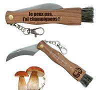Ernestine - Couteau à champignons personnalisé avec brosse - cadeau fête des pères - couteau multifonctions pour ramasser champignons et cèpes - cadeau homme papa papi - cadeau chasse