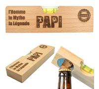 ERNESTINE - Décapsuleur 2 en 1 Papi niveau à bulle ET décapsuleur - cadeau fête des pères et des grands pères - cadeau papi outil bricolage homme bricoleur - cadeaux homme anniversaire Noël porte clés