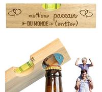 ERNESTINE - Décapsuleur 2 en 1 parrain niveau à bulle ET décapsuleur - cadeau fête annonce parrain baptême - demande outil bricolage homme bricoleur - cadeau homme anniversaire Noël porte clés